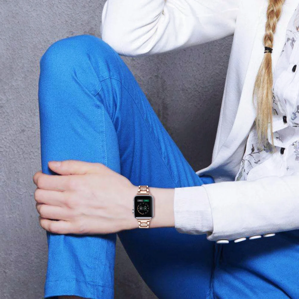 Apple Watch Series 5 43 2 1 ремешок для часов 40 мм 44 мм iWatch Rhinestone Diamond Band 38 мм 42 мм Кристальный ремешок из нержавеющей стали