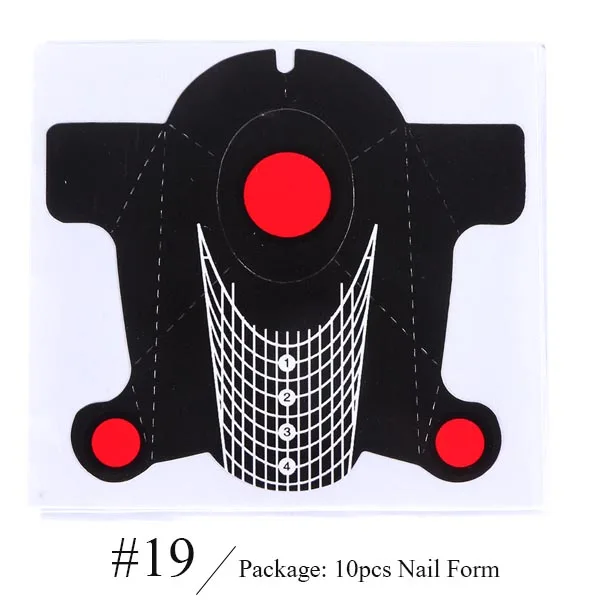 10pcs Nail Form Acrylic French UV Gel for Extension Builder Form Guide Fish Stencil Manicure Adhesive DIY Nail Art Tools LE941-1 - Color: 19