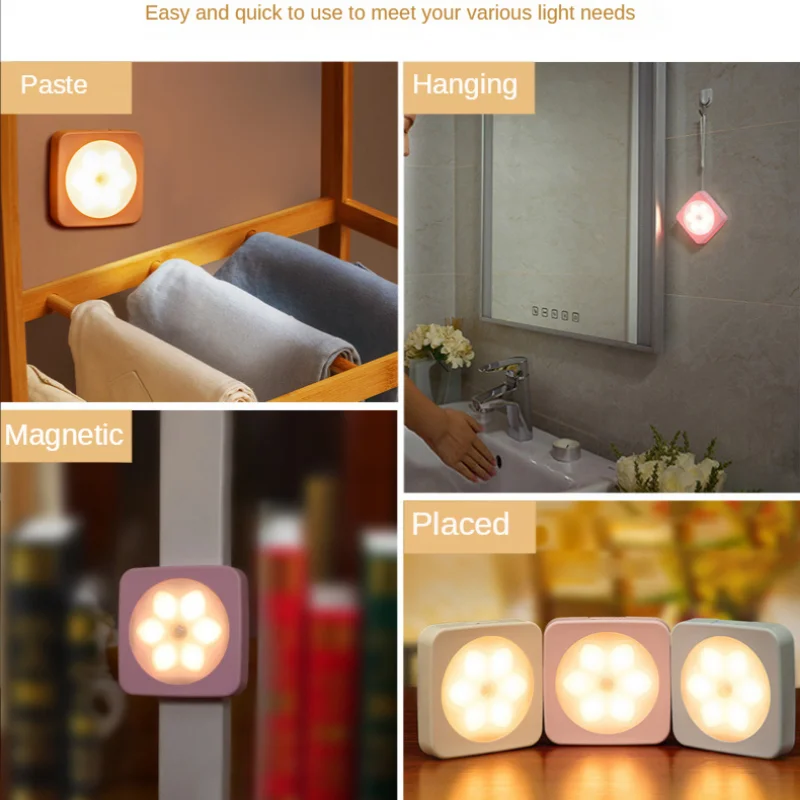 OPPLE Floral Smart  Night Lamp Motion Sensor Magnetic Mini Portable Bedroom Wardrobe Led Light Anime Home Room Decoration Setup