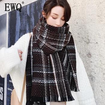 

[EWQ] 2020 Woman Winter Joker Dual Purpose Two-sided Check Shawl Student Long Fund Thickening Keep Warm Scarf 19C-a19-16-0