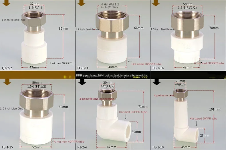 Rohr fittings1/2 zoll 3/4 zoll ppr wasser heizung gewidmet live-joint  20x1/2 25x 3/4ppr heiße und kalte wasser rohr armaturen - AliExpress