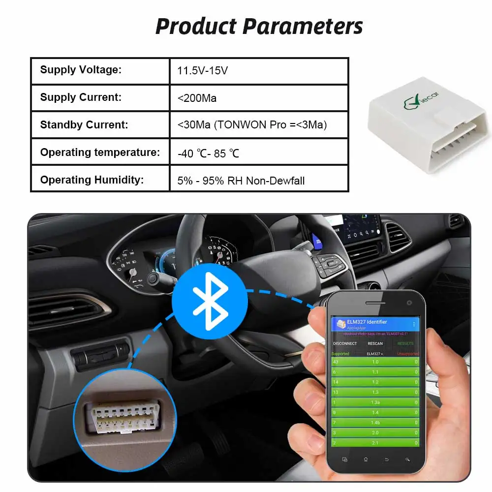 Viecar ELM 327 V1.5 PIC18F25K80 OBD 2 Bluetooth 4,0 для Android/IOS/PC OBD OBD2 Автомобильный сканер для диагностики авто инструмент elm327 v1.5