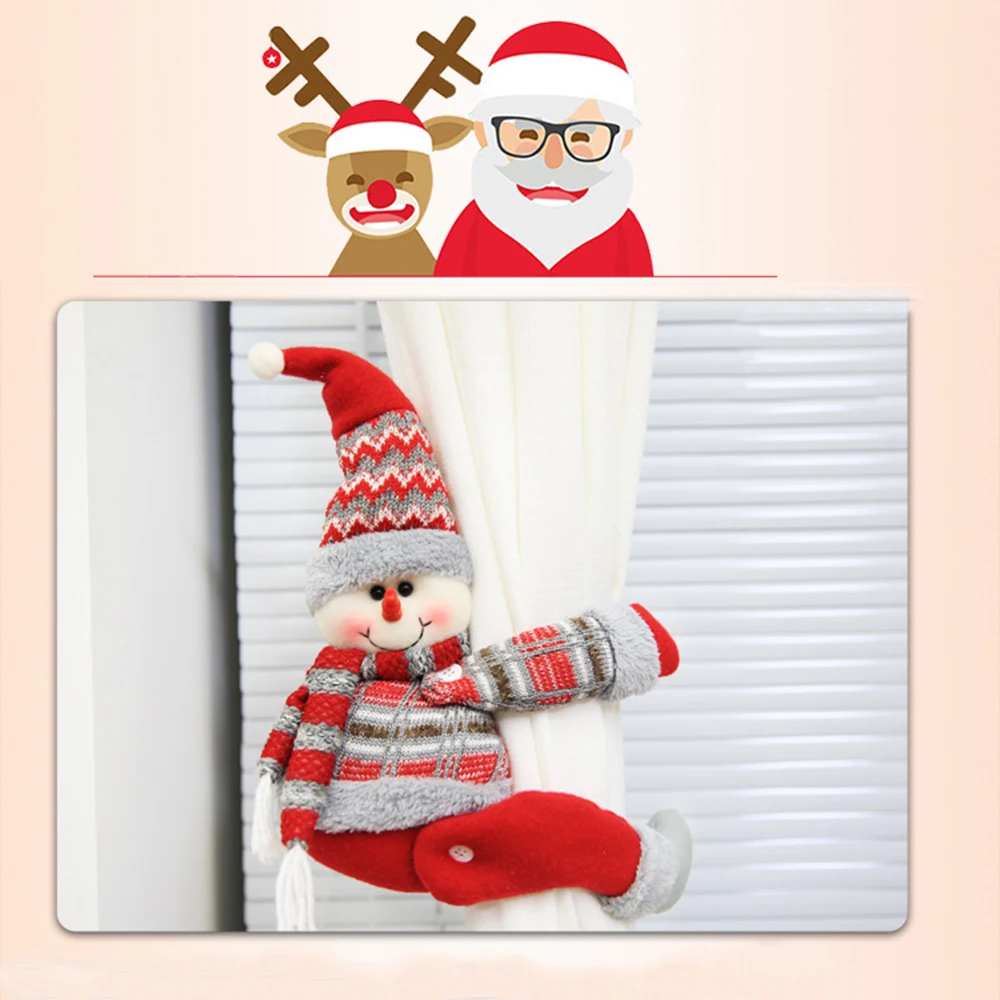 Christmas Strap Curtain Clip Creative Curtain Buckles Cartoon Doll Ornament Hotel Window Decor Pendant Curtain Hook Accessories