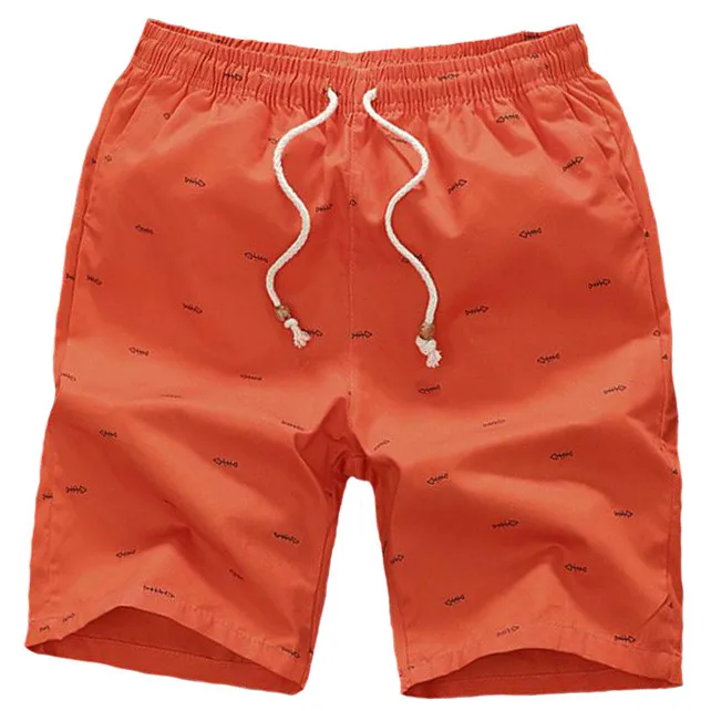 Nisexper новые летние мужские хлопковые шорты с принтом рыбьей кости, пляжные шорты с эластичной талией размера плюс 5XL - Цвет: Оранжевый