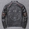 Free shipping.Brand mens skull coat genuine leather Jackets,men's vintage motor biker leather jacket.plus size homme Fitness ► Photo 3/6