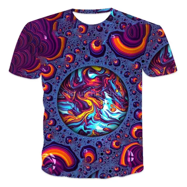 Colorful 3d graffiti printing men's T-shirt fashion tops 2021 summer casual breathable retro style cost-effective summer T-shirt wms059