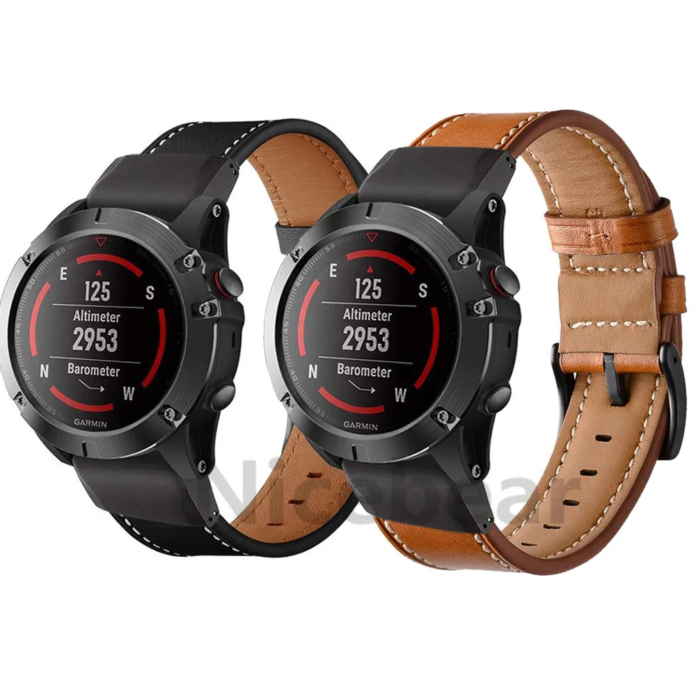 Кожаный ремешок для Garmin Fenix 5 легко помещается сменный быстросъемный Fenix6 PRO 6S