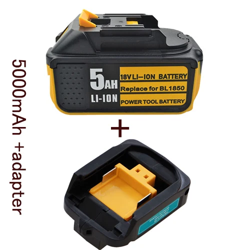 5000mAh with adapter 5Ah 6Ah Li-Ion Батарея для Makita 18V Батарея BL1860 BL1850 BL1840 194205-3 Мощность инструмент с светодиодный свет+ USB Зарядное устройство адаптер - Цвет: 5000mAh with adapter