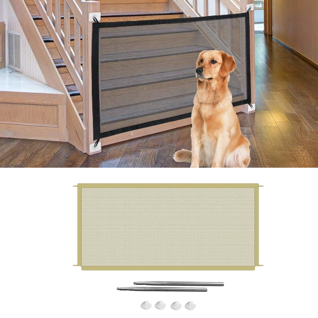 Folding  Pet Dog Gate Door Barrier Safety Guard Fence Mesh Enclosure Pet Dog Puppy Playpen Pens Enclosure