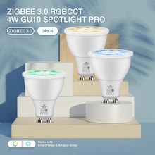 

3PCS Zigbee 3.0 Smart Gledopto Pro 4W GU10 LED Spot Light AC220V 2200-6500K Work With Tuya APP Amazon Voice RF Remote Control