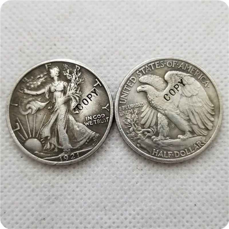 США 1921-P, S, D, идущая свобода 50-центовая Монета КОПИЯ памятных монет-копии монет медаль коллекционные монеты