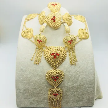 

Gold lady Necklace Jewelry Set Dubai wedding bride jewelry jewelry set fashion necklace earrings bracelet Travel Jewelry Set