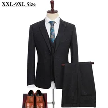 7XL 8XL 9XL плюс размер новые мужские шерстяные костюмы наборы высококачественные деловые свадебные костюмы из 3 предметов бренд(куртка+ жилет+ брюки