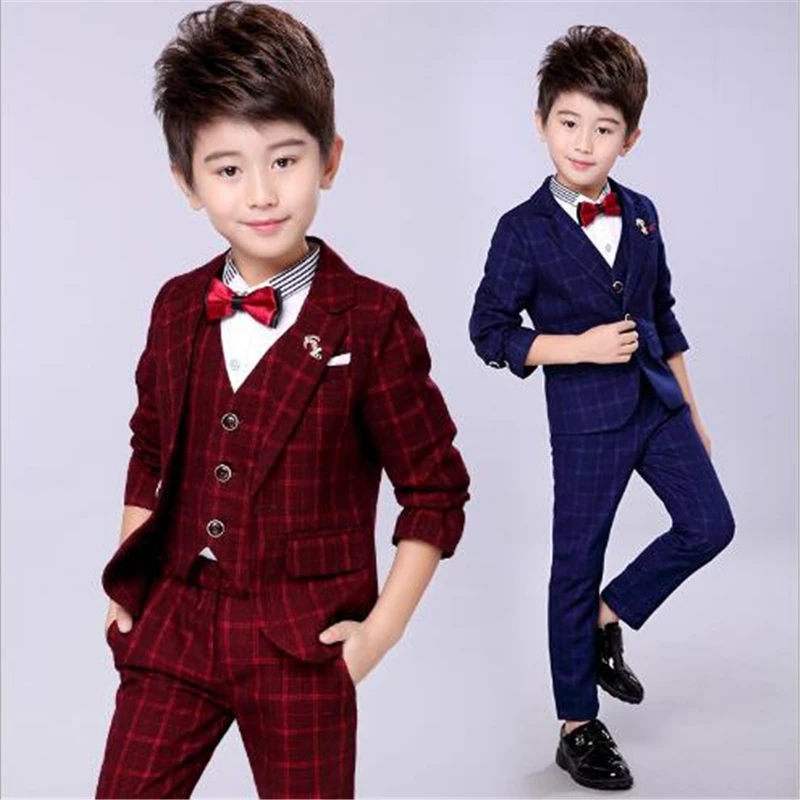 Han edition suit boy suit wholesale children's wear of spring in the children - Цвет: Red wine 3PCS