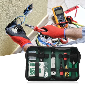 

10pcs/set Network Clamp Wire Stripper Cable Cutter Portable LAN Network Repair Tool Kit with Screwdriver with Screwdriver Tools