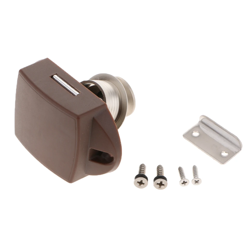 Push Button Catch Door Cabinet Lock Stainless Steel for Boat Horsebox Camper Van - Pearl Nickel