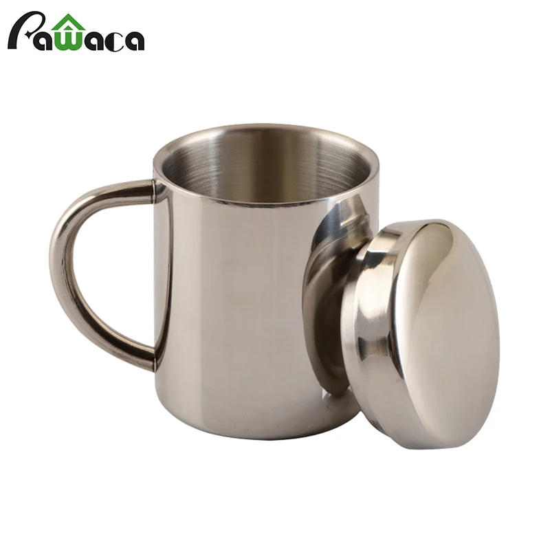 Stainless Steel Double Wall Coffee Cup Beer Tea Mug With Handle Kitchen 500ml 