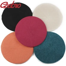 Geebro женский шерстяной берет, светильник для доски, Женский газетный головной убор, Ретро стиль, Одноцветный Берет шерстяной Бейкер, женский головной убор, зимняя теплая элегантная шапка