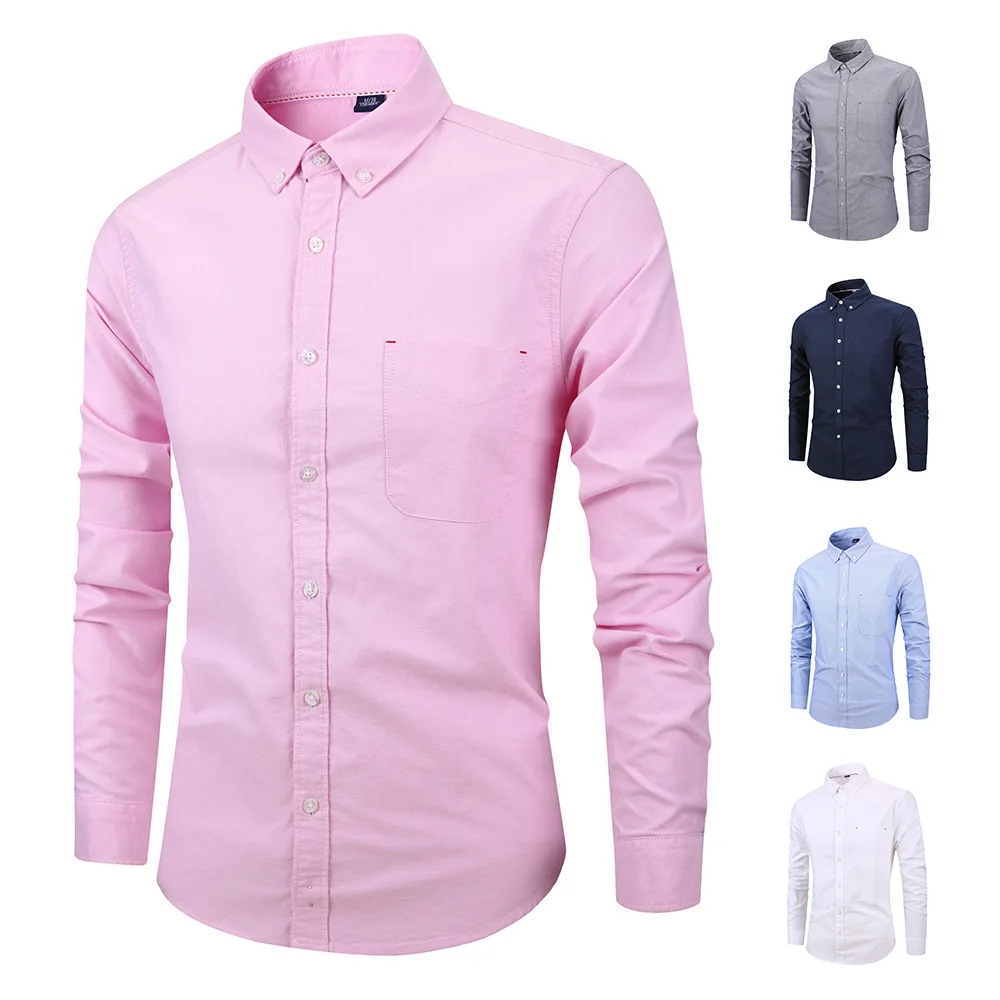 Мужская повседневная однотонное с длинным рукавом рубашка Slim Fit Мужская одежда для бизнеса рубашка брендовая мужская одежда мягкая удобная S01