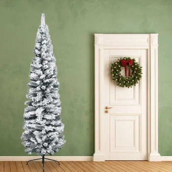 

180cm Artificial Christmas Tree With Flocked Snow Realistic Handmade Laurel Tree Stable Portable Xmas Pine Tree Home Decoration