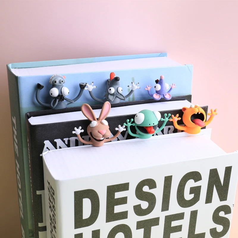

3D Stereo Cartoon Lovely Animal Bookmark Original cute cat PVC material Funny Student Children School Stationery For Kids Gift