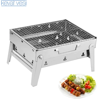 

Portable Barbecue Grill Stainless Steel BBQ Grill Non-stick Surface Folding Barbecue Grill Barbecue Accessories for Camping