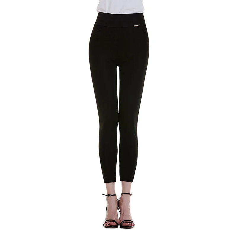 Женские брюки больших размеров, модные однотонные свободные длинные брюки с высокой талией, брюки-карандаш, Брюки с карманами, женские тонкие женские брюки, S-4XL - Цвет: black