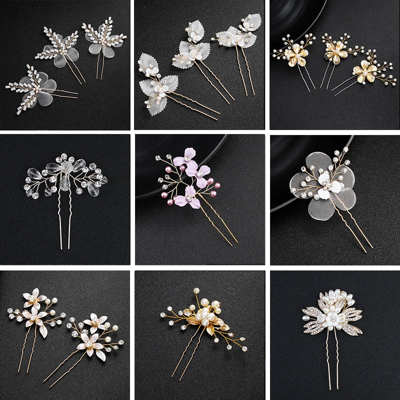 New Handmade Pearl Rhinestone Hairpins Wedding Hair Accessories Flower Bridal Pins for Women Ornaments | Украшения и аксессуары