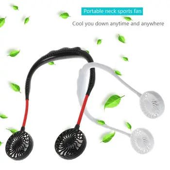 

2019 Summer Hands-free Lazy Neck Band Hanging USB Rechargeable Sports Dual Fan Mini Air Cooler Portable 3 Speeds Large battery