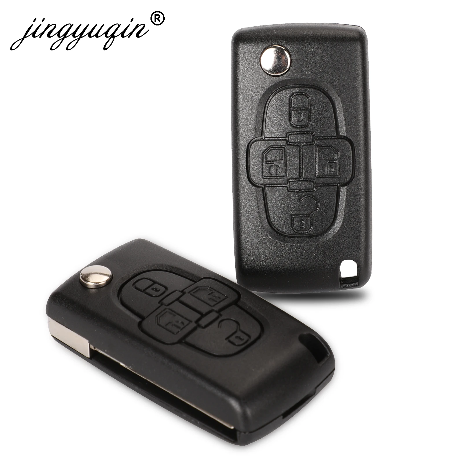 Jingyuqin 10pcs 4 Buttons Flip Floding Remote Key Fob Case Shell For Peugeot 1007 Citroen C8 Uncut Blade With Groove CE0523 | Автомобили и