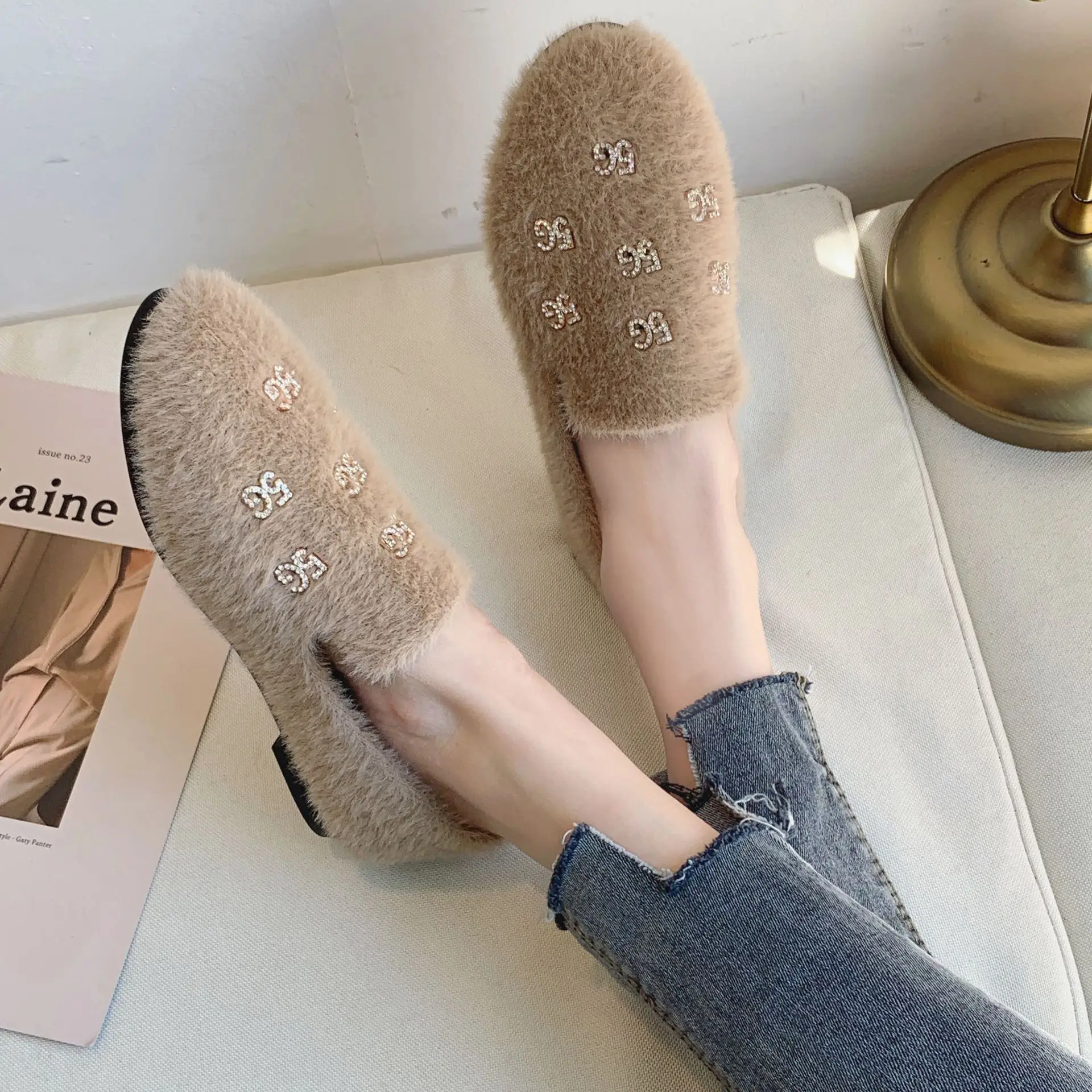 

2019 Autumn & Winter New Style Moccosins Women's Tennis Red Fashion Suede Versatile Flat Top Shoes Korean-style Comfortable WOME