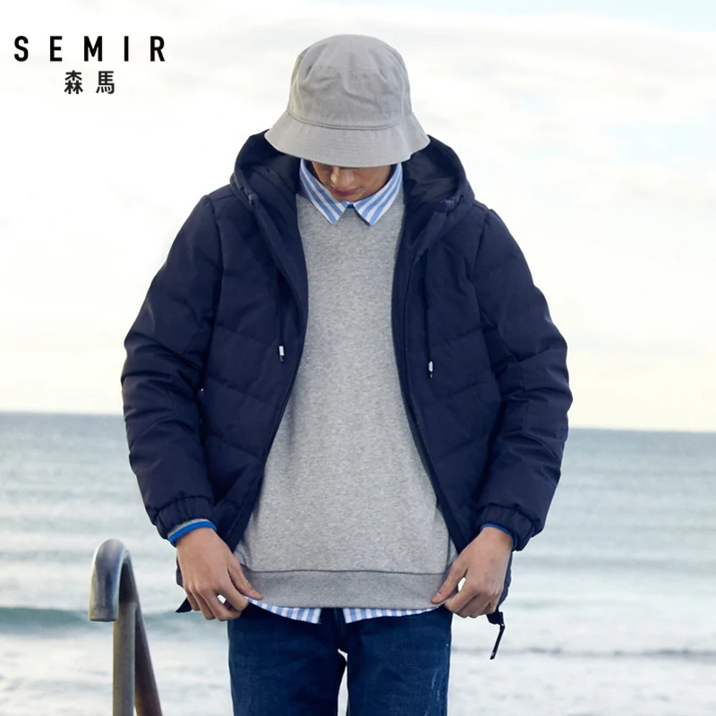 Semir, Зимний короткий пуховик для мужчин,, новая мода, ветровка, куртка с капюшоном, мужская, Студенческая, Повседневная, брендовая, толстое пальто