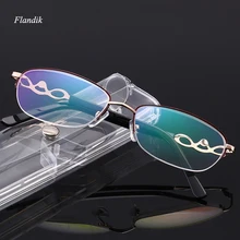 Анти синий луч Сверхлегкий ретро-очки для чтения половина рамки пресбиопические очки женские титановые сплав очки для чтения не сферические