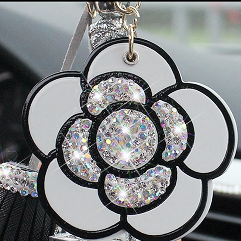 Bling Camellia декоративная подвеска для автомобиля авто зеркало заднего вида украшение жемчужный орнамент для женщин аксессуары для салона автомобиля