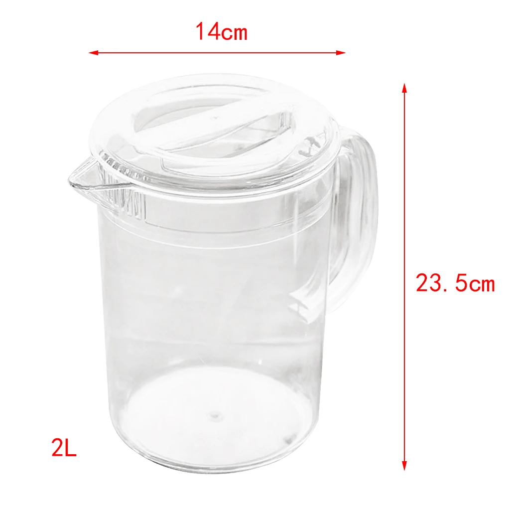 2x  Plastic Pitcher with Lid Drinks Water Jug for Hot/Cold Lemonade Juice Beverage Jar Ice Tea Kettle 2L+1.5L