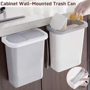 

Multifunction Hanging Trash Can with Lid Kitchen Cabinet Door Wall-mounted Waste Baskets Trash Garbage Bin Can Rubbish Container
