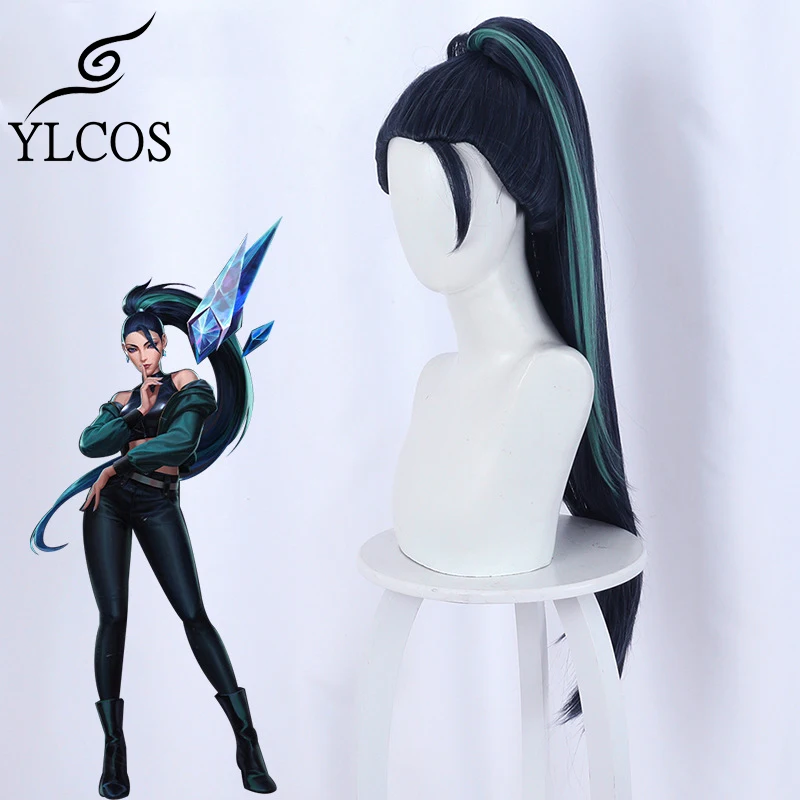 

Game LOL NEW KDA Daughter Of The Void Kaisa Black Horsetail Wig Cosplay Halloween Party Suit