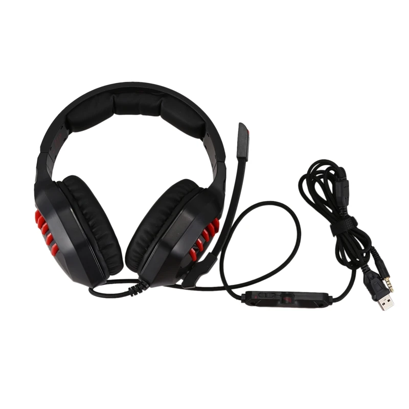 ONIKUMA K17 PS4 динамическая игровая гарнитура шлем Проводные ПК стерео наушники с шумоподавлением с микрофоном светодиодный Аудио Патч - Color: Red