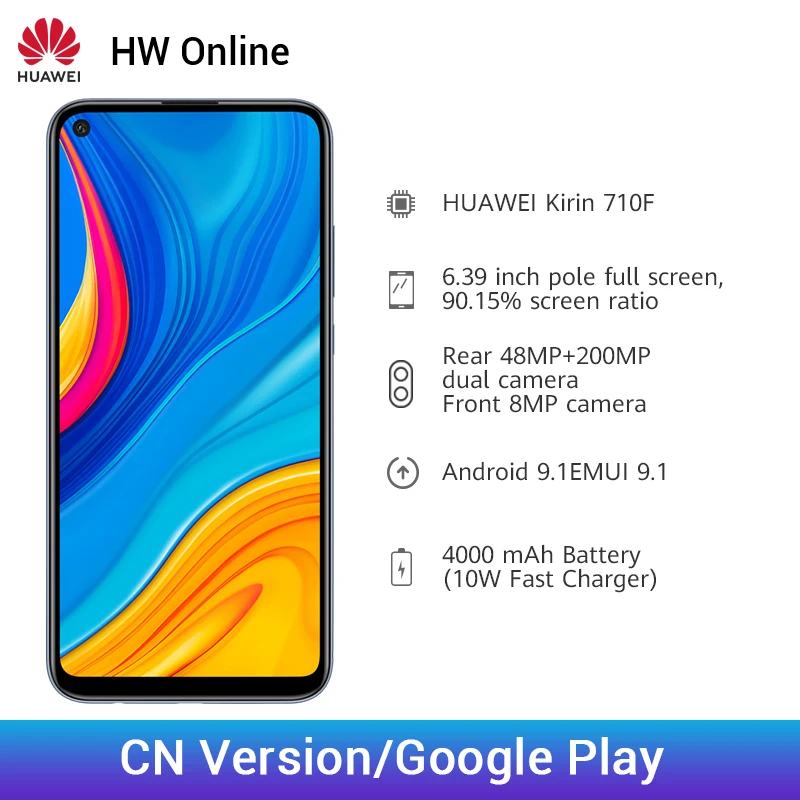 Huawei Enjoy 10 6 ГБ 64 Гб мобильный телефон 6,3" Kirin 710F Восьмиядерный 48MP двойная камера смартфон 4000 мАч мобильный телефон