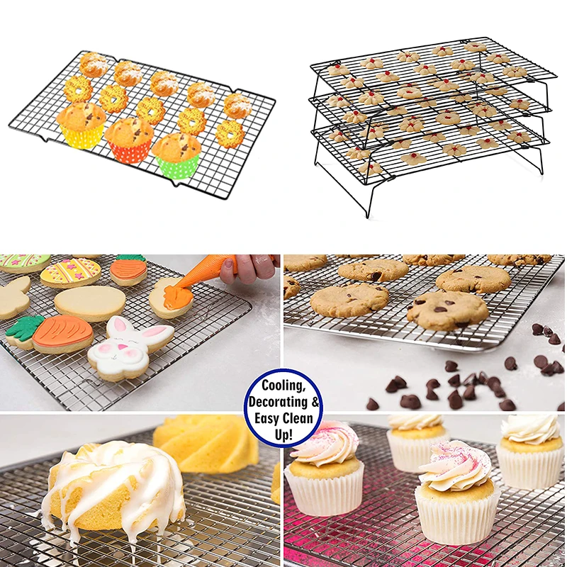 Small/Large 3 Sizes Metal Bbq Grill Rack Wire Cooling Rack Cookie Cake  Bread Baking Racks For Oven Stainless Steel Baking Tools - AliExpress