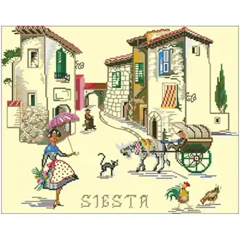 

Woman in town patterns Counted Cross Stitch 11CT 14CT DIY Chinese Cross Stitch Kits Embroidery Needlework Sets home decor