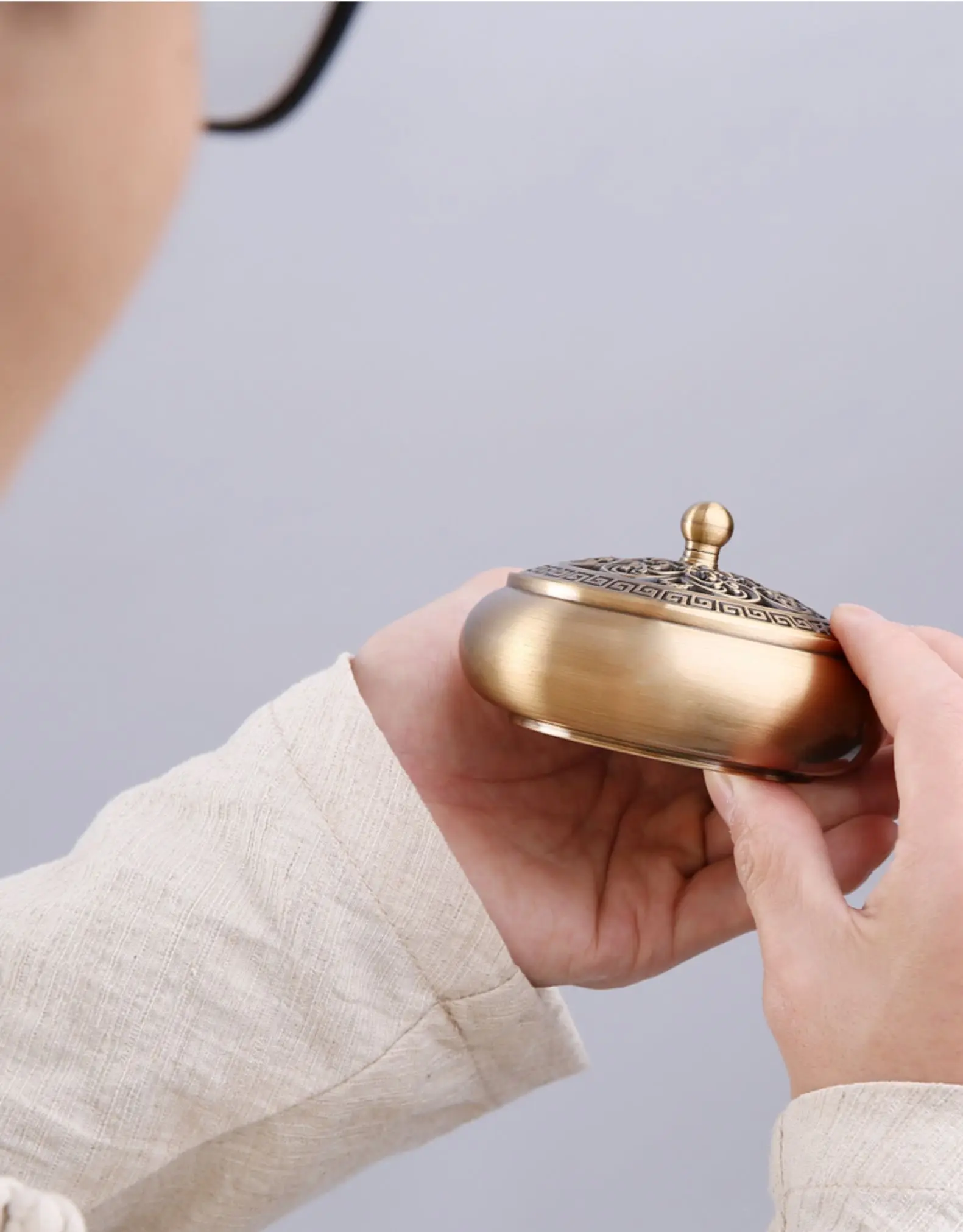 Direct selling new pure copper antique aromatherapy furnace indoor lotus plate for Buddha worship incense burner decoration