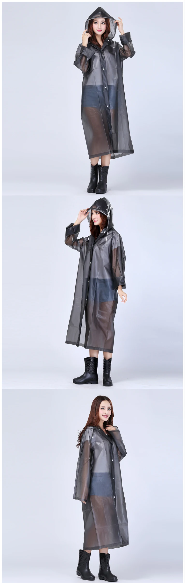 Women Transparent Portable Long Raincoats 13