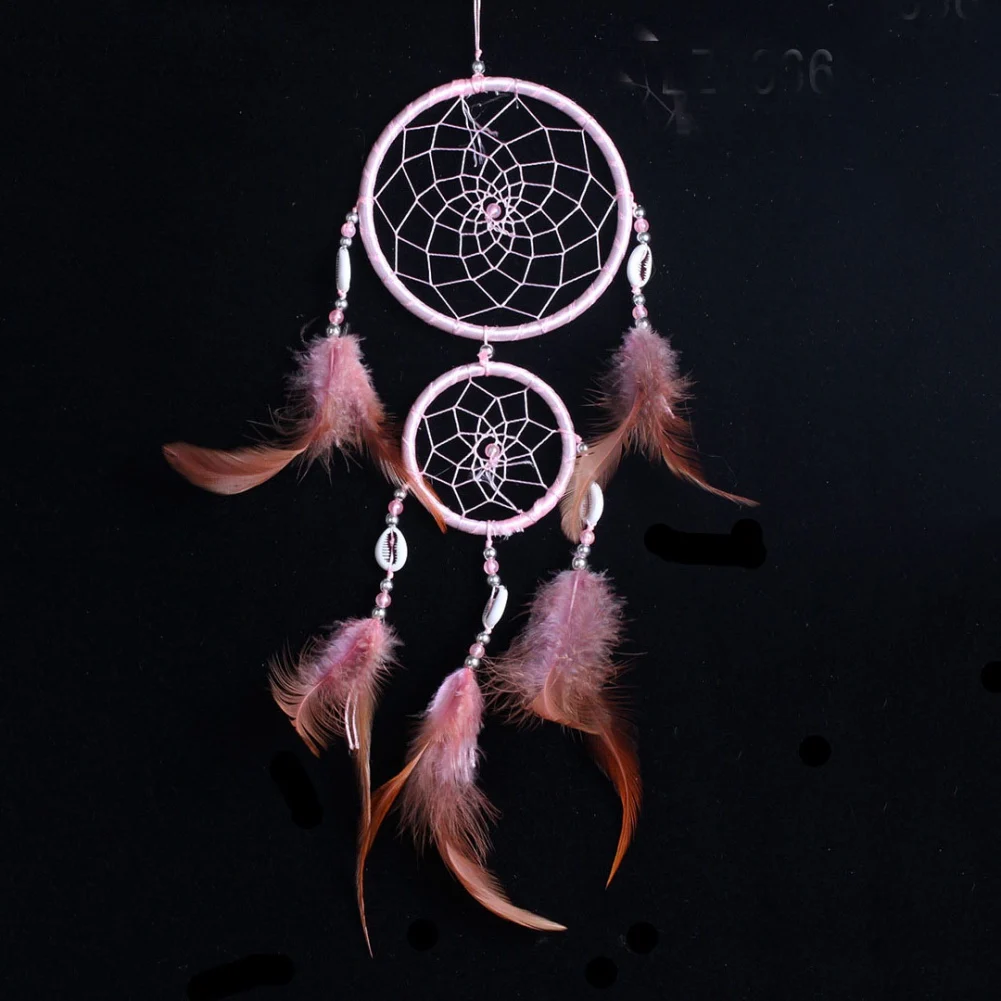 Handmade Black Dream Catcher Circular Net With Feathers Wall Hanging Decoration Ornament