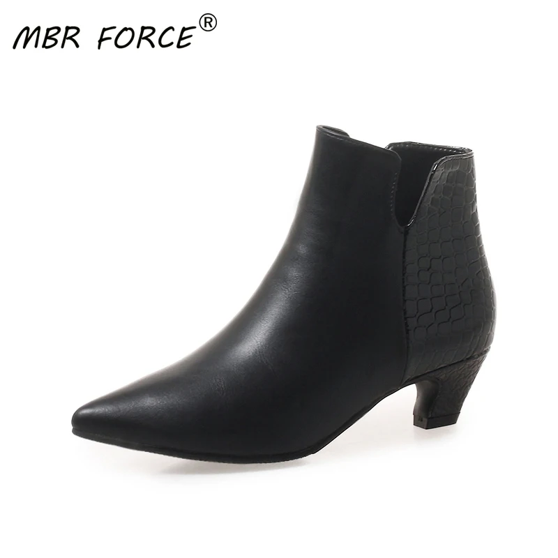 

MBR FORCE Women Suede Ankle Boot Pointed Toe Mid Stiletto Heel Side Zip Pointed Toe Party Work Outdoor Shoe Fine Heel Fashion