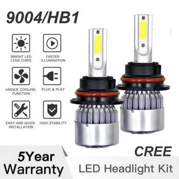 

NITHTEYE Car LED Headlight 9004 HB1 LED Headlight Kit 1300W 195000LM Conversion Light Bulbs White 6000K Car LED Headlamp Bulbs