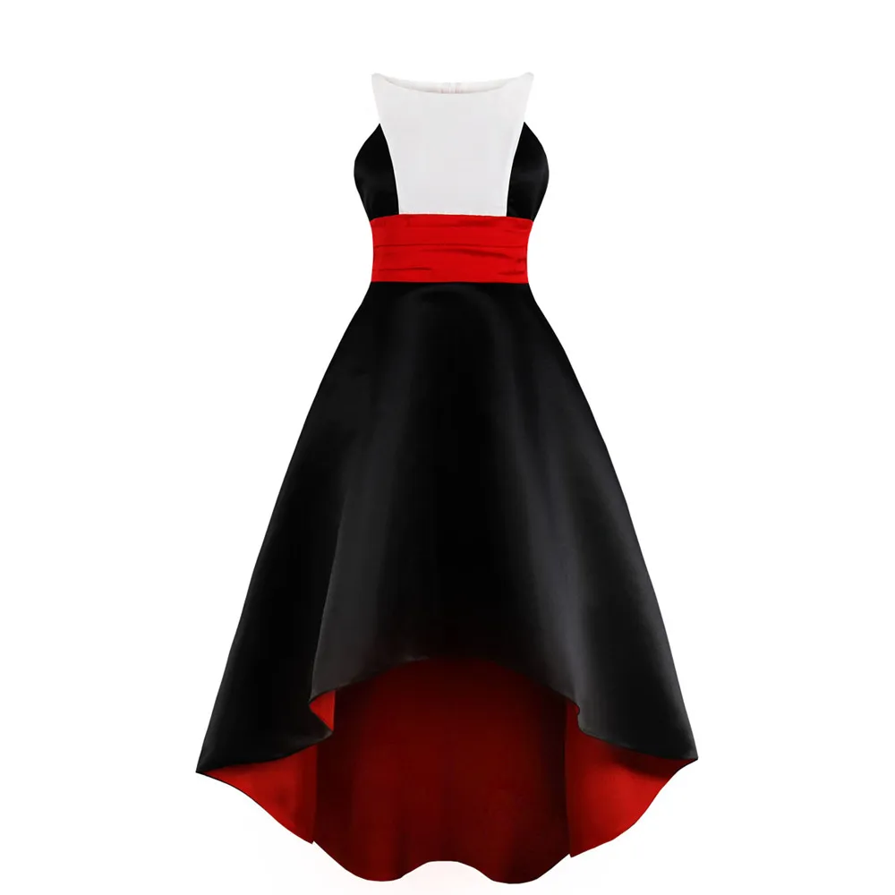 

Woman Plus Big Size Patchwork Contract Color Dress Fashion Vintage Sleeveless Dresses 2019 Summer O-neck Bridesmaid Vestidos