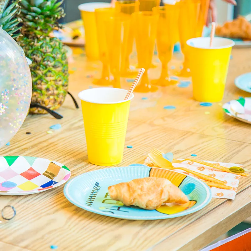 

Cartoon Disposable Tableware Party Paper Plates Cups Baby Shower Birthday Party Wedding Party Supplies Tableware
