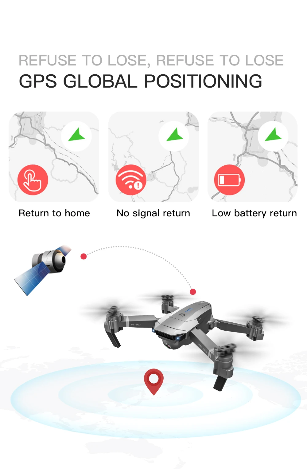 SG907 Профессиональный беспилотник 4K HD Двойная камера gps Смарт следить за широким углом анти-встряхивание 5G wifi FPV RC Квадрокоптер складной 50X зум 18 минут время полета 500 метров длинное расстояние дистанционно