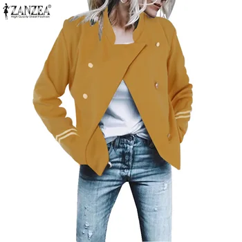 

ZANZEA Women's Coats Fashion 2020 Spring Jackets Oversized Casual Solid Coat Stand Collar Jackets Winter Thin Outwear Chaqueta